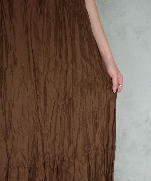 Aunt Marie's（アントマリーズ）の「ワッシャーロングキャミワンピース / AUNT MARIE'S（ワンピース・レディース・ブラック/ダークグリーン/ベージュ/パープル/ブラウン・FREE）」の16枚目の写真