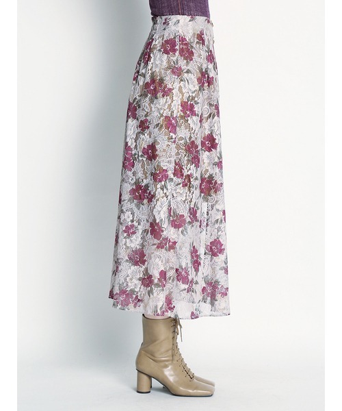 セール プリントレーススカート スカート Lily スカート Lily Brown リリーブラウン のファッション