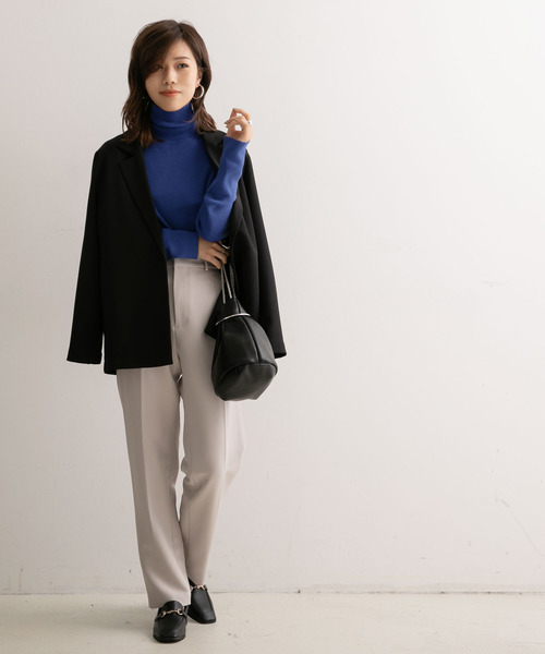 Newlyme（ニューリーミー）の「洗えるシルクタッチリブタートルニット【R】（ニット/セーター・レディース・キナリ/ブラウン/ベージュ/ブルー/ブラック・M-L）」の16枚目の写真