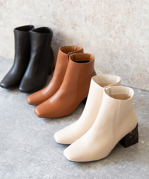 menue(メヌエ)の「ブロックヒール スクエアトゥブーツ(ブーツ・レディース・ブラック/ブラウン/アイボリー・LL/3L/S/M/L/XS)」の5枚目の写真