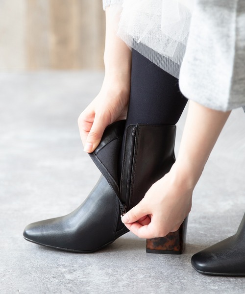 menue(メヌエ)の「ブロックヒール スクエアトゥブーツ(ブーツ・レディース・ブラック/ブラウン/アイボリー・LL/3L/S/M/L/XS)」の9枚目の写真