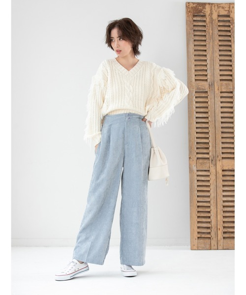 fifth（フィフス）の「センタープレスコーデュロイパンツ（その他パンツ・レディース・ブルー/グリーン/アイボリー・MEDIUM/SMALL）」の16枚目の写真