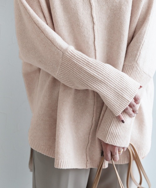 reca（レカ）の「ハイネックロングニット（チュニック・レディース・アイボリー/モカ・M）」の18枚目の写真