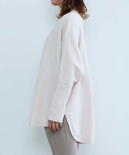 reca（レカ）の「ハイネックロングニット（チュニック・レディース・アイボリー/モカ・M）」の10枚目の写真