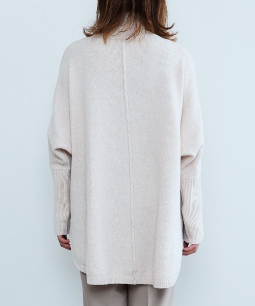 reca（レカ）の「ハイネックロングニット（チュニック・レディース・アイボリー/モカ・M）」の13枚目の写真