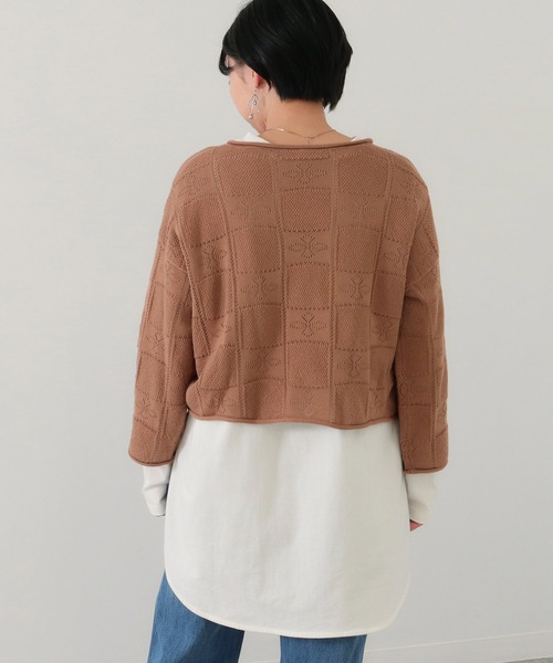 Factor=（ファクターイコール）の「透かし編み短丈ニットトップス（ニット/セーター・レディース・オフホワイト/モカ/ブラック・FREE）」の7枚目の写真