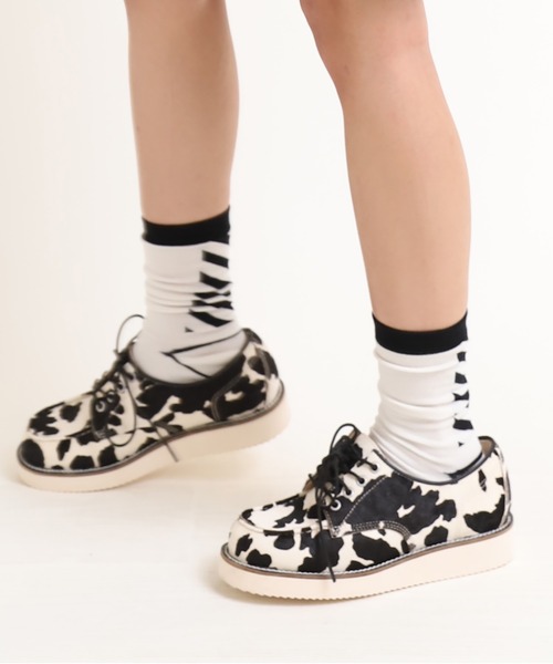 RNA（アールエヌエー）の「E4760 レザーワークシューズ（スニーカー・レディース・ブラック/アニマル/レオパード・SMALL/MEDIUM）」の3枚目の写真