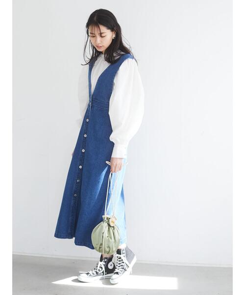 Sugar spoon（シュガースプーン）の「・SUGAR SPOON Vアキデニムジャンスカ＊（ジャンパースカート・レディース・ブラック/インディゴブルー/ライトインディゴブルー・FREE）」の11枚目の写真