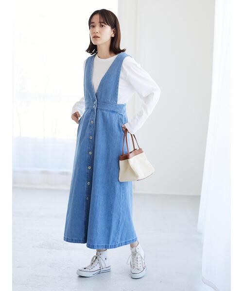 Sugar spoon（シュガースプーン）の「・SUGAR SPOON Vアキデニムジャンスカ＊（ジャンパースカート・レディース・ブラック/インディゴブルー/ライトインディゴブルー・FREE）」の13枚目の写真