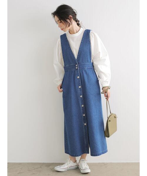 Sugar spoon（シュガースプーン）の「・SUGAR SPOON Vアキデニムジャンスカ＊（ジャンパースカート・レディース・ブラック/インディゴブルー/ライトインディゴブルー・FREE）」の9枚目の写真