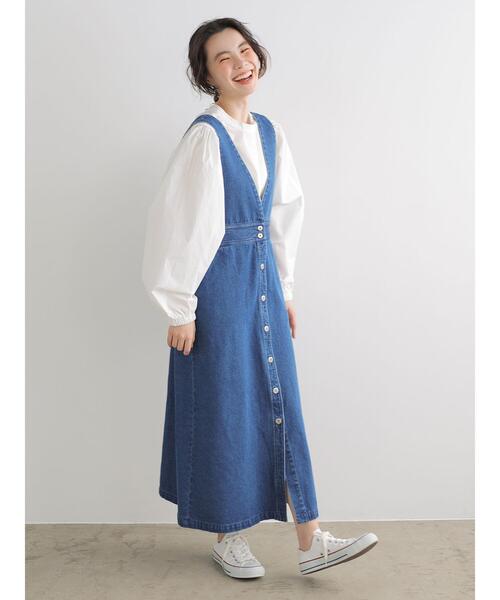 Sugar spoon（シュガースプーン）の「・SUGAR SPOON Vアキデニムジャンスカ＊（ジャンパースカート・レディース・ブラック/インディゴブルー/ライトインディゴブルー・FREE）」の10枚目の写真