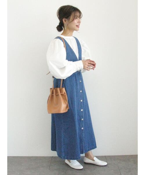 Sugar spoon（シュガースプーン）の「・SUGAR SPOON Vアキデニムジャンスカ＊（ジャンパースカート・レディース・ブラック/インディゴブルー/ライトインディゴブルー・FREE）」の22枚目の写真