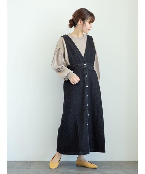 Sugar spoon（シュガースプーン）の「・SUGAR SPOON Vアキデニムジャンスカ＊（ジャンパースカート・レディース・ブラック/インディゴブルー/ライトインディゴブルー・FREE）」の5枚目の写真