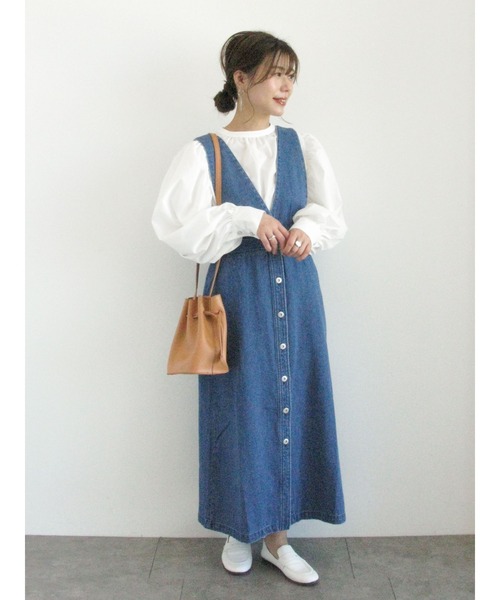 Sugar spoon（シュガースプーン）の「・SUGAR SPOON Vアキデニムジャンスカ＊（ジャンパースカート・レディース・ブラック/インディゴブルー/ライトインディゴブルー・FREE）」の20枚目の写真