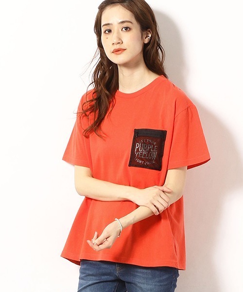Purple&Yellow（パープルアンドイエロー）の「メッシュポケット　半袖Tシャツ（Tシャツ/カットソー・メンズ・カーキ/ホワイト/ブラック/オレンジ・SMALL/LARGE/MEDIUM/X-LARGE/X-SMALL）」の14枚目の写真