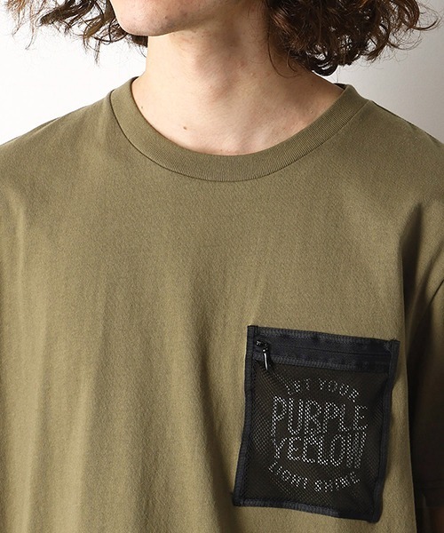 Purple&Yellow（パープルアンドイエロー）の「メッシュポケット　半袖Tシャツ（Tシャツ/カットソー・メンズ・カーキ/ホワイト/ブラック/オレンジ・SMALL/LARGE/MEDIUM/X-LARGE/X-SMALL）」の19枚目の写真