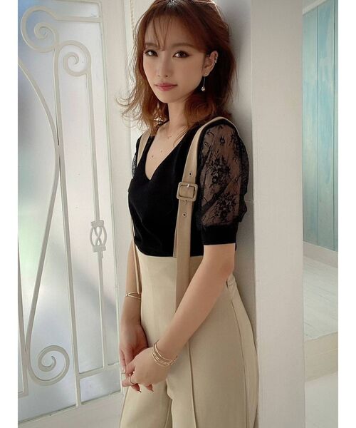 RESEXXY（リゼクシー）の「レース半袖ニット（ニット/セーター・レディース・ホワイト/ブラック/ベージュ/ブラウン・FREE）」の13枚目の写真