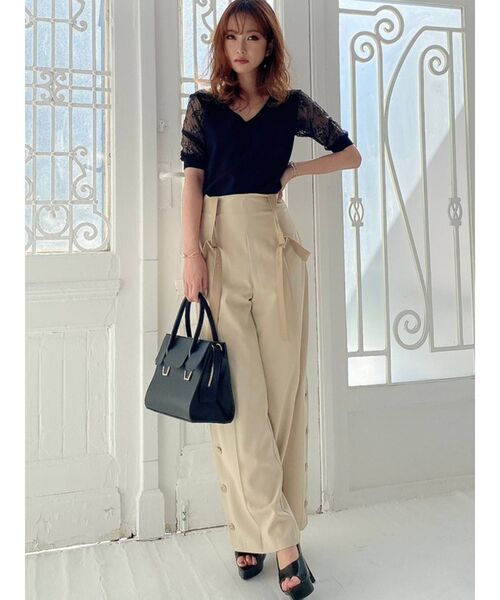 RESEXXY（リゼクシー）の「レース半袖ニット（ニット/セーター・レディース・ホワイト/ブラック/ベージュ/ブラウン・FREE）」の10枚目の写真