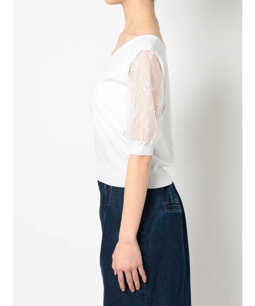 RESEXXY（リゼクシー）の「レース半袖ニット（ニット/セーター・レディース・ホワイト/ブラック/ベージュ/ブラウン・FREE）」の12枚目の写真