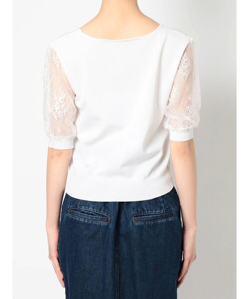 RESEXXY（リゼクシー）の「レース半袖ニット（ニット/セーター・レディース・ホワイト/ブラック/ベージュ/ブラウン・FREE）」の8枚目の写真