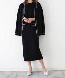 MODE ROBE | 配色ワンピース＆カーディガンセット(ワンピース)