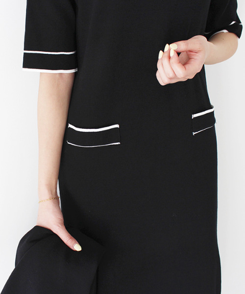 MODE ROBE(モードローブ)の「配色ワンピース&カーディガンセット(ワンピース・レディース・ホワイト/ブラック・FREE)」の13枚目の写真