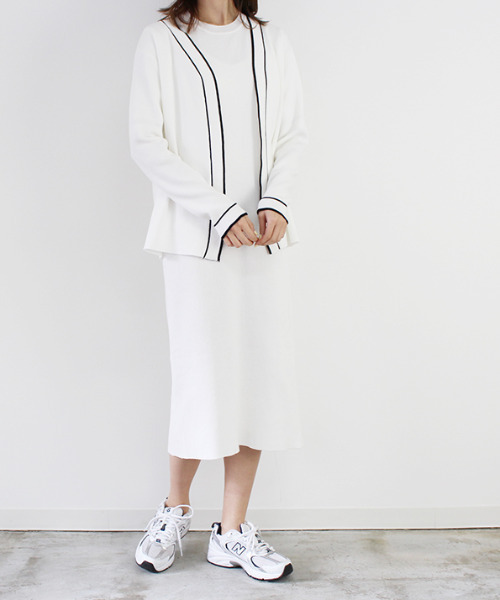 MODE ROBE(モードローブ)の「配色ワンピース&カーディガンセット(ワンピース・レディース・ホワイト/ブラック・FREE)」の17枚目の写真