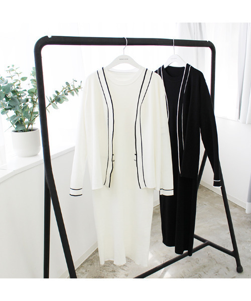 MODE ROBE(モードローブ)の「配色ワンピース&カーディガンセット(ワンピース・レディース・ホワイト/ブラック・FREE)」の18枚目の写真