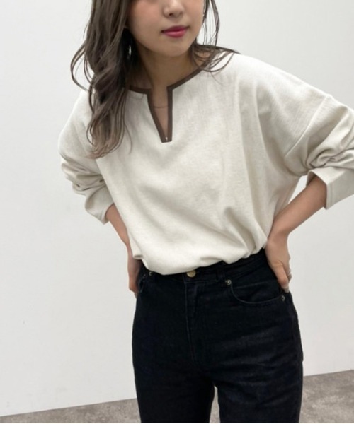 apres jour mignon(アプレジュールミニョン)の「楊柳カットキーネックトップス 【ZOZOTOWN限定アイテム】(Tシャツ/カットソー・レディース・アイボリー/カーキ/グレイッシュベージュ・X-LARGE/フリー)」の15枚目の写真