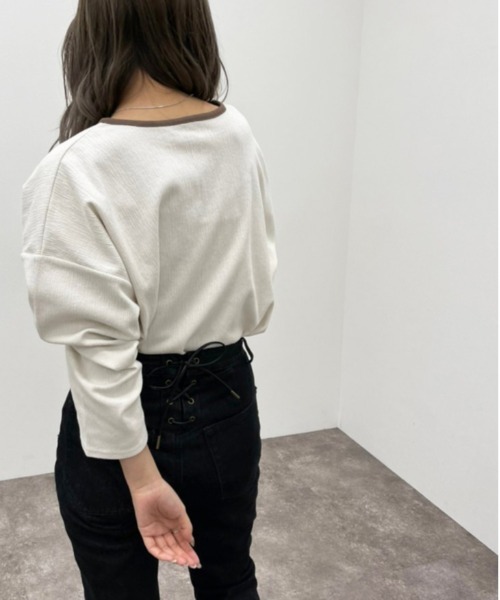 apres jour mignon(アプレジュールミニョン)の「楊柳カットキーネックトップス 【ZOZOTOWN限定アイテム】(Tシャツ/カットソー・レディース・アイボリー/カーキ/グレイッシュベージュ・X-LARGE/フリー)」の18枚目の写真