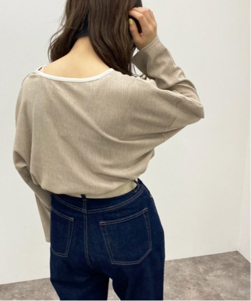 apres jour mignon(アプレジュールミニョン)の「楊柳カットキーネックトップス 【ZOZOTOWN限定アイテム】(Tシャツ/カットソー・レディース・アイボリー/カーキ/グレイッシュベージュ・X-LARGE/フリー)」の8枚目の写真
