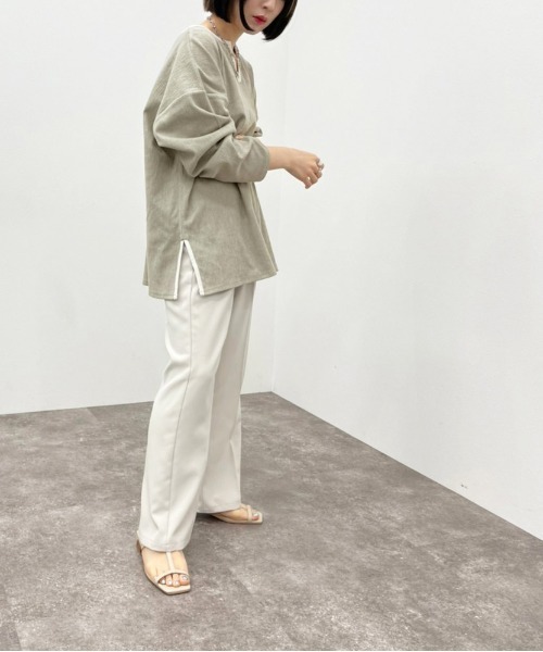 apres jour mignon(アプレジュールミニョン)の「楊柳カットキーネックトップス 【ZOZOTOWN限定アイテム】(Tシャツ/カットソー・レディース・アイボリー/カーキ/グレイッシュベージュ・X-LARGE/フリー)」の12枚目の写真