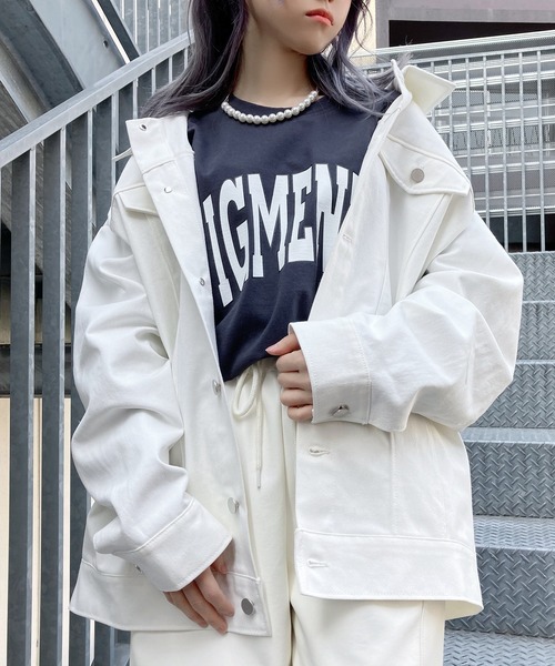 Figments（フィグメンツ）の「ツイルオーバージャケット（その他アウター・レディース・ホワイト/ブラック/ブルー・SMALL/MEDIUM）」の2枚目の写真