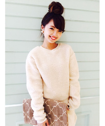 Kastane | 【Kastane】ボアクループルオーバー(ニット/セーター)