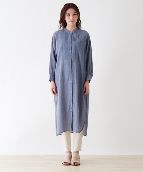 SHOO・LA・RUE（シューラルー）の「◆【S-3L】綿シフォンピンタックワンピース（ワンピース・レディース・ライトブルー/ブラック/ナチュラル/ライトオレンジ系・01/02/03/04/05）」の5枚目の写真