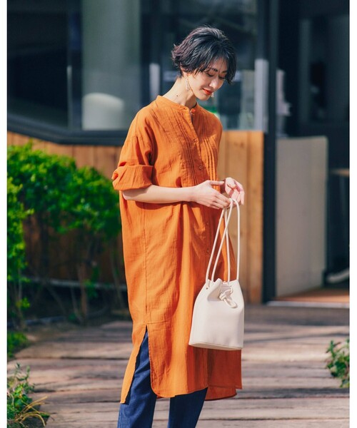 SHOO・LA・RUE（シューラルー）の「◆【S-3L】綿シフォンピンタックワンピース（ワンピース・レディース・ライトブルー/ブラック/ナチュラル/ライトオレンジ系・01/02/03/04/05）」の15枚目の写真