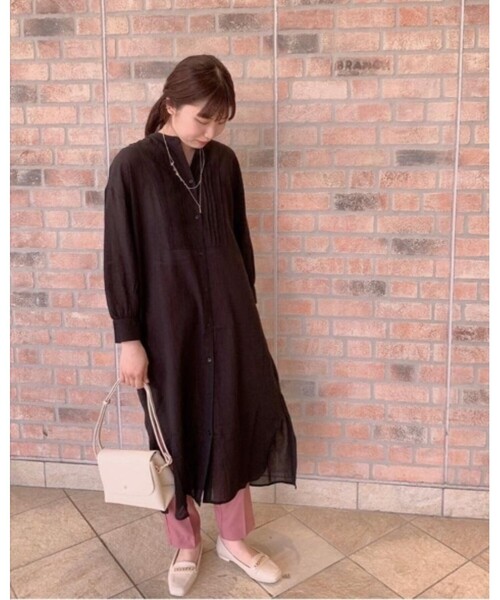 SHOO・LA・RUE（シューラルー）の「◆【S-3L】綿シフォンピンタックワンピース（ワンピース・レディース・ライトブルー/ブラック/ナチュラル/ライトオレンジ系・01/02/03/04/05）」の14枚目の写真