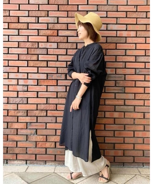 SHOO・LA・RUE（シューラルー）の「◆【S-3L】綿シフォンピンタックワンピース（ワンピース・レディース・ライトブルー/ブラック/ナチュラル/ライトオレンジ系・01/02/03/04/05）」の10枚目の写真