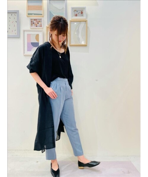 SHOO・LA・RUE（シューラルー）の「◆【S-3L】綿シフォンピンタックワンピース（ワンピース・レディース・ライトブルー/ブラック/ナチュラル/ライトオレンジ系・01/02/03/04/05）」の8枚目の写真