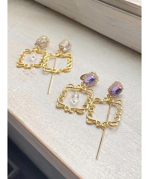 Honey Salon（ハニーサロン）の「スクエアビジューアシメピアス（ピアス（両耳用）・レディース・ライトブルー/クリア・FREE）」の21枚目の写真