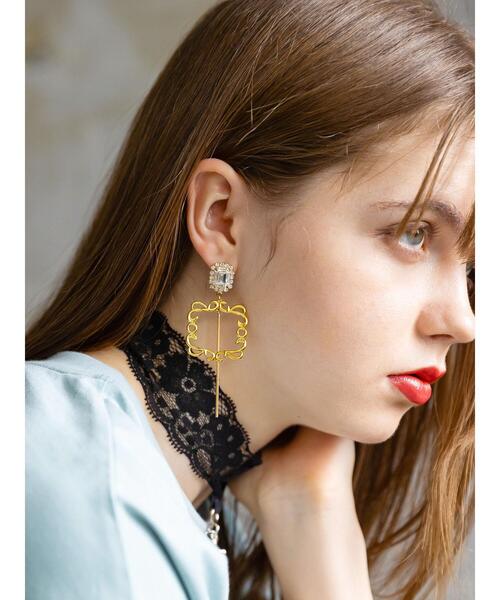 Honey Salon（ハニーサロン）の「スクエアビジューアシメピアス（ピアス（両耳用）・レディース・ライトブルー/クリア・FREE）」の19枚目の写真