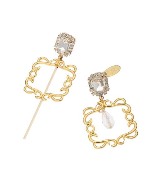 Honey Salon（ハニーサロン）の「スクエアビジューアシメピアス（ピアス（両耳用）・レディース・ライトブルー/クリア・FREE）」の2枚目の写真