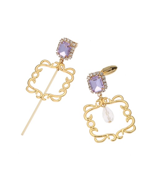 Honey Salon（ハニーサロン）の「スクエアビジューアシメピアス（ピアス（両耳用）・レディース・ライトブルー/クリア・FREE）」の4枚目の写真