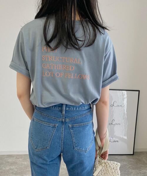 MLI'A（エムリア）の「Back4段刺繍ロゴTシャツ（Tシャツ/カットソー・レディース・ブルー/ホワイト×レッド/ホワイト×ブラック/スミクロ・M）」の4枚目の写真