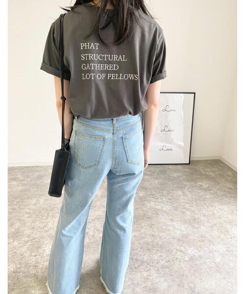 MLI'A（エムリア）の「Back4段刺繍ロゴTシャツ（Tシャツ/カットソー・レディース・ブルー/ホワイト×レッド/ホワイト×ブラック/スミクロ・M）」の6枚目の写真