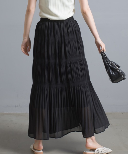 OMNES（オムネス）の「シフォンプリーツスカート（スカート・レディース・ブラック/ラベンダー/キャメル・FREE）」の5枚目の写真