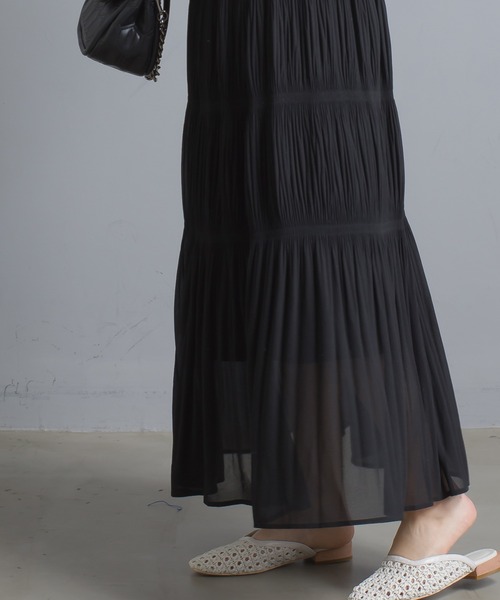 OMNES（オムネス）の「シフォンプリーツスカート（スカート・レディース・ブラック/ラベンダー/キャメル・FREE）」の7枚目の写真
