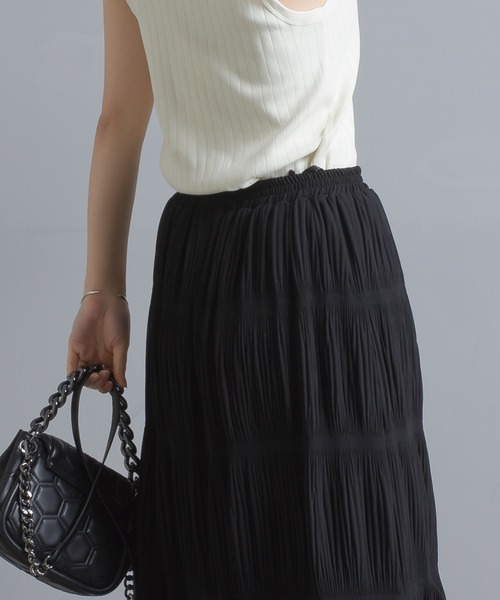 OMNES（オムネス）の「シフォンプリーツスカート（スカート・レディース・ブラック/ラベンダー/キャメル・FREE）」の8枚目の写真