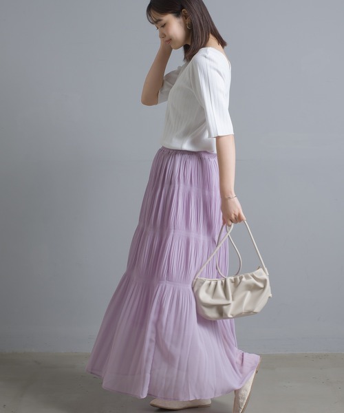 OMNES（オムネス）の「シフォンプリーツスカート（スカート・レディース・ブラック/ラベンダー/キャメル・FREE）」の9枚目の写真
