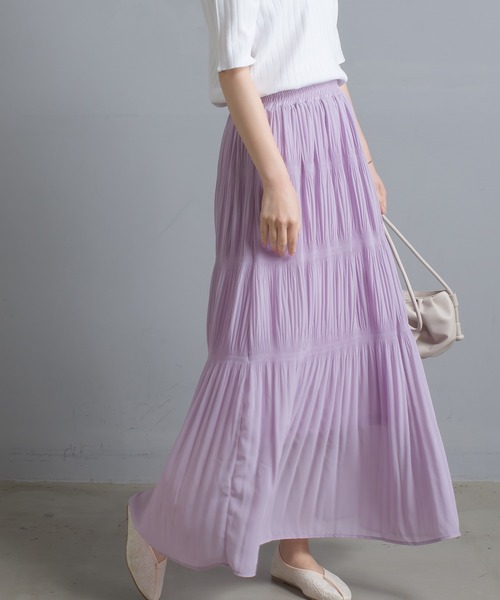 OMNES（オムネス）の「シフォンプリーツスカート（スカート・レディース・ブラック/ラベンダー/キャメル・FREE）」の10枚目の写真